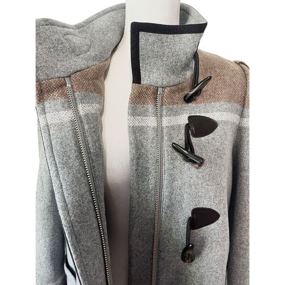 NWT Veronica Beard Flint Toggle Twill Dickey Striped Wool Duffle Pea Coat Size M - Picture 8 of 12